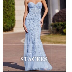NWT Stacees - ( Sherri Hill 55467-inspired ) Light Blue Prom / Formal